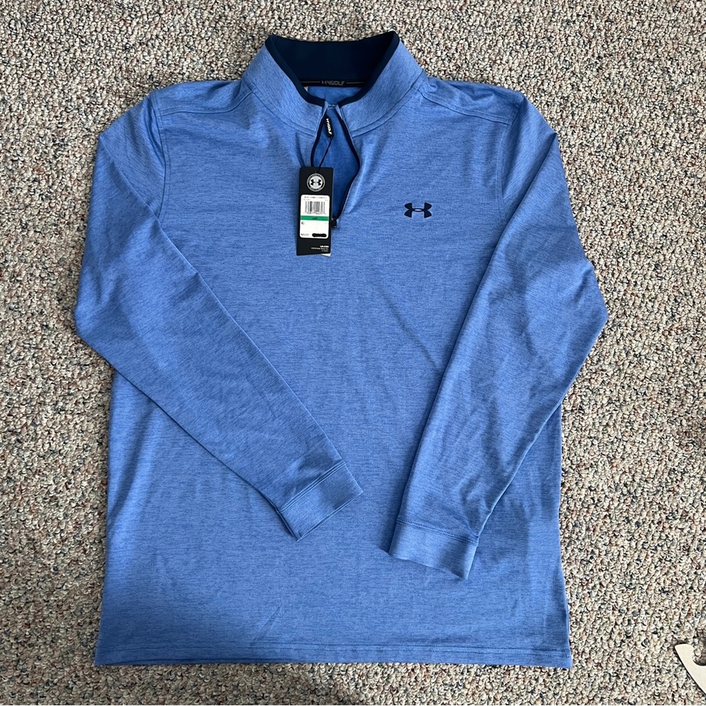 NWT Under Armour Quarter Zip Blue Loose Golf Pullover